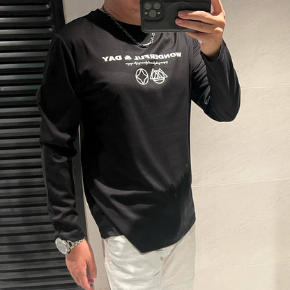 Dam Skjorta Långärmad Bomull och Silke med Tryckmotiv 2