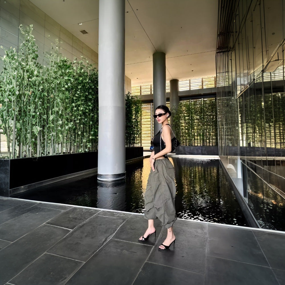 Dam Jumpsuit Off-Shoulder Hög Midja Stretchigt Tyg-4