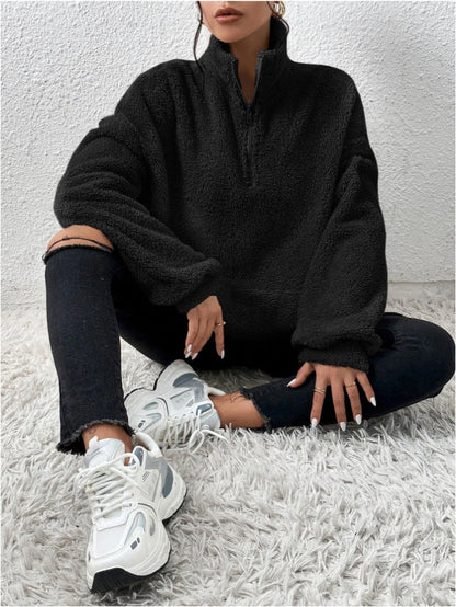 Variant image for Dam Sweatshirt Plush med Kängurufickor och Stativkrage-3