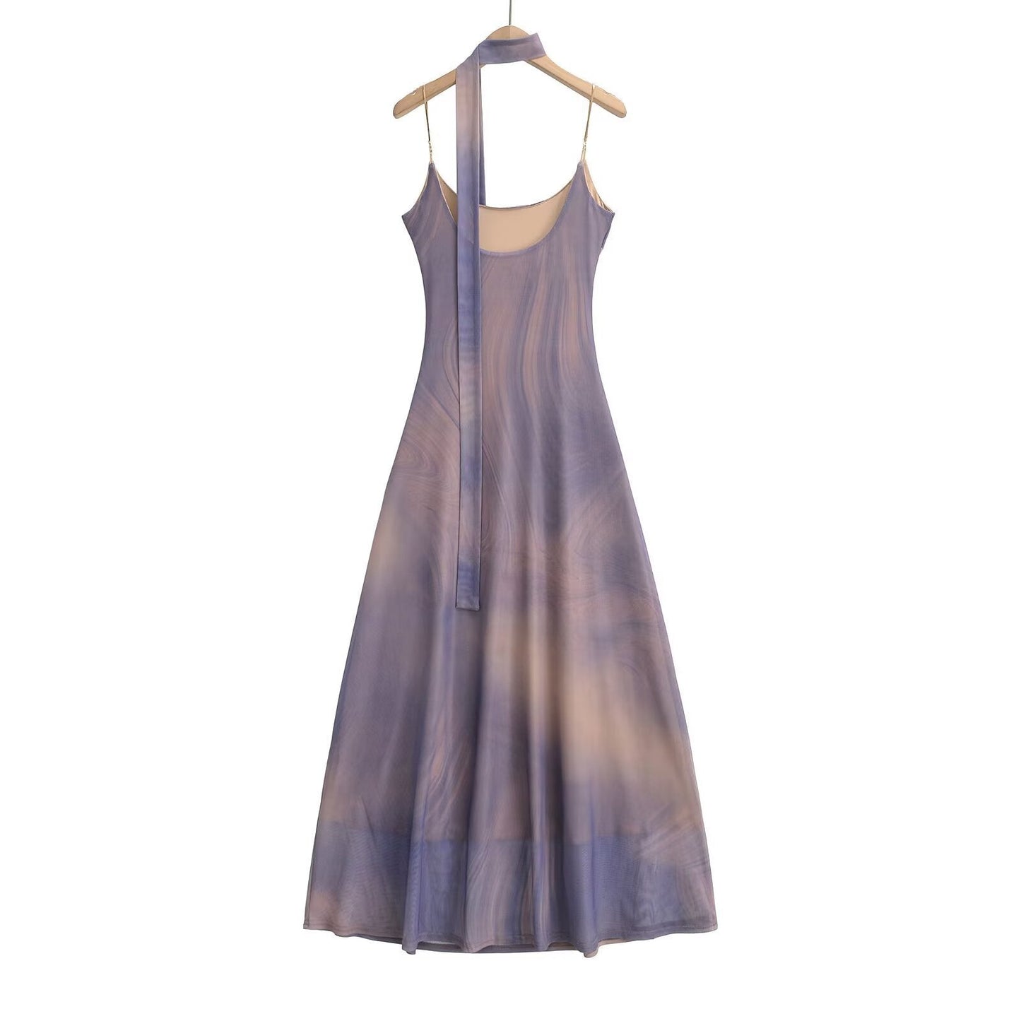 Dam Maxiklänning Flödande Tyg med Wrap Detalj-2