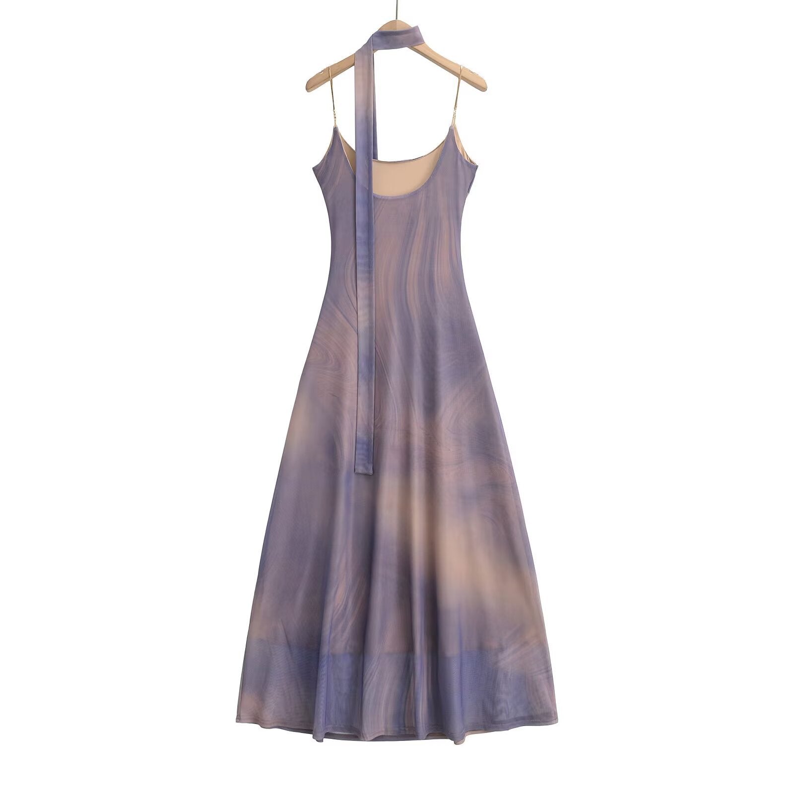 Dam Maxiklänning Flödande Tyg med Wrap Detalj-2