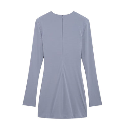 Kvinna Miniklänning A-Line Lång Ärmar Polyester-2