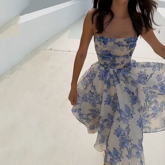 Kvinnors Lång Klänning Spaghetti Band Polyester-1