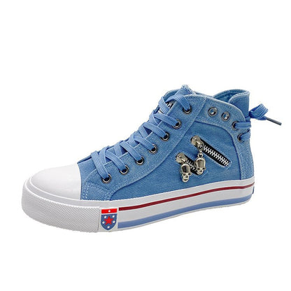 Höga Sneakers Dam Trendig Textil Med Vadderad Innersula 6