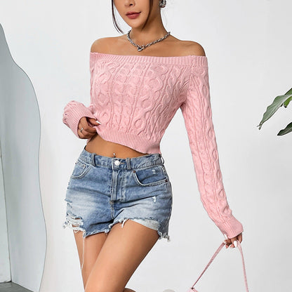 Dam Tröja Off-Shoulder Kort Modell Polyester Viskose-4