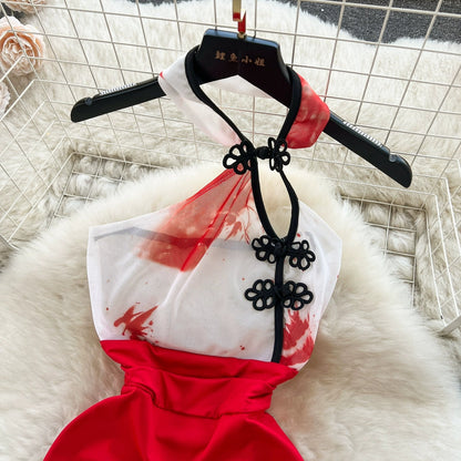 Dam Miniklänning A-linje Patchwork Polyester Spandex-2