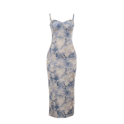 Dam Maxiklänning Blommig Bustier Justerbara Spaghettiband Polyester-6
