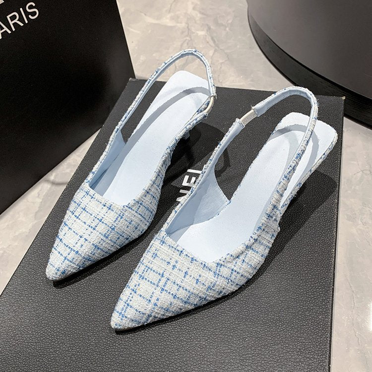 Kvinnor Slingback Pumps Elegant Tyg Vadderad Innersula 5