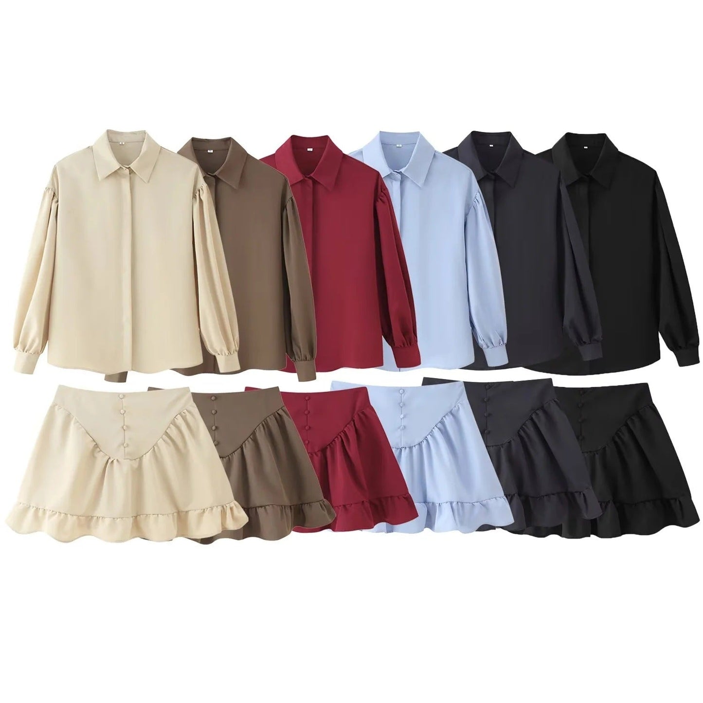 Kvinnors Blus och Kjol Sättning Modern Design Andningsbara Tyger-2