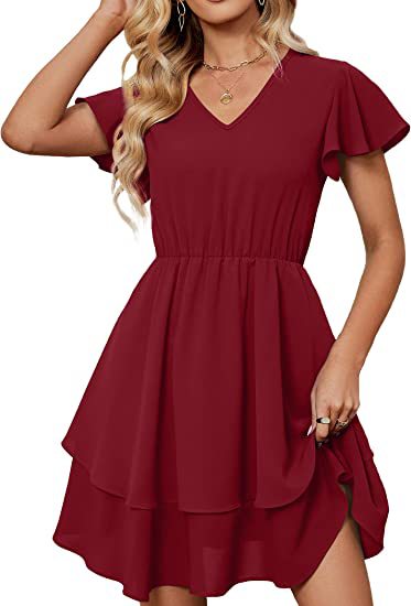 Damen Freizeitkleid V-Hals Asymmetrisch – 100% Baumwolle, Bequeme Passform mit Elastischer Taille, Ideal für Alltag und Festlichkeiten 8