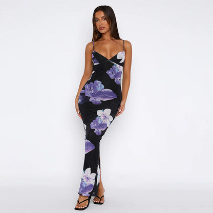 Kvinnors Klänning Blommig Elegant Snitt Mjukt Elastiskt Tyg 4