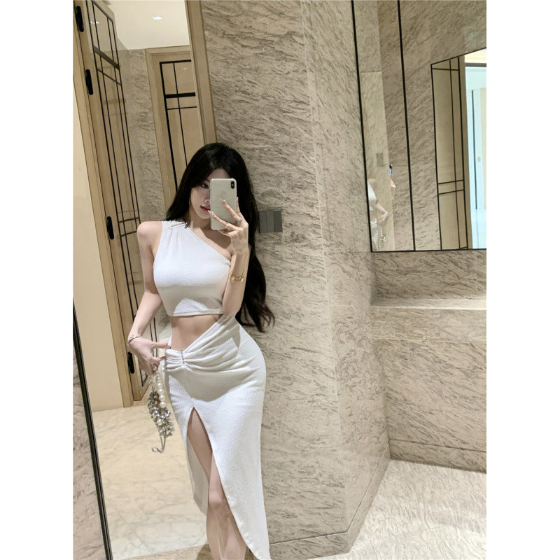 Dam Klänning Axel-betonad Golvlängd Högkvalitativt Tyg-4