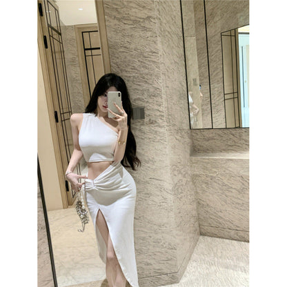 Dam Klänning Axel-betonad Golvlängd Högkvalitativt Tyg-4