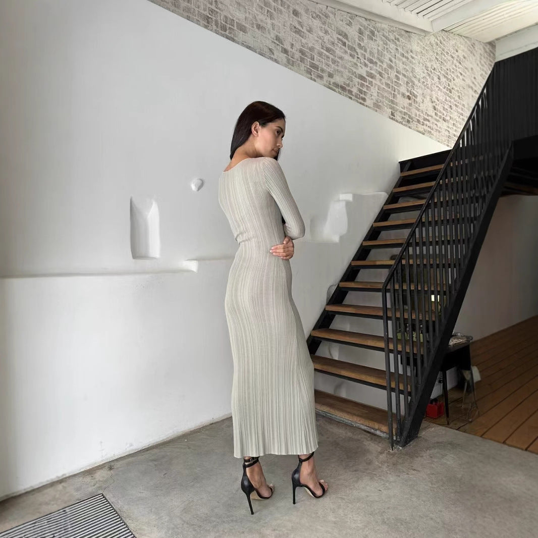 Damklänning A-linjeform Urban Stil Cordura Långärmad-5