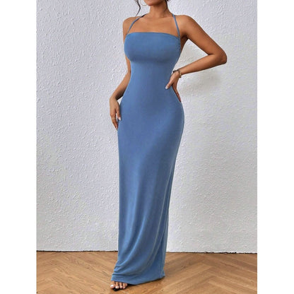 Dam Bodycon Klänning med Stickad Bindning Polyester-1