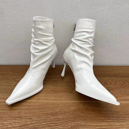 Kvinnor Ankelstövlar Spetsig Tå Slip-On Läder 3