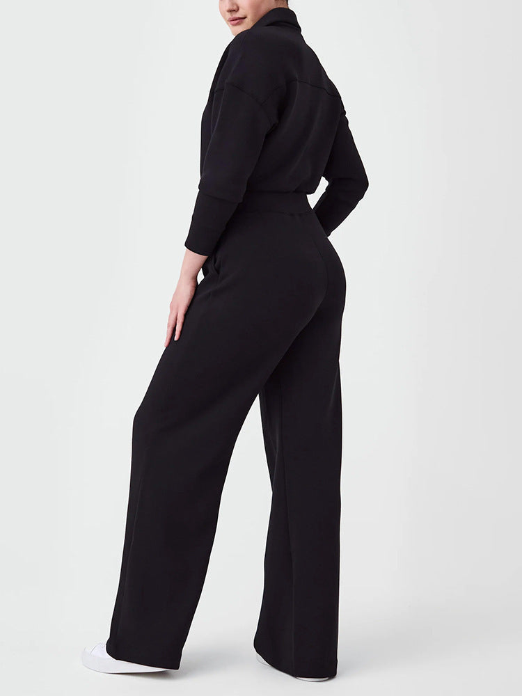 Dam Jumpsuit Långa Ärmar Bomull Spandex Nio-Cut-3