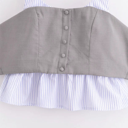 Dam Topp Färgblockering Polyester Mångsidig Design-3