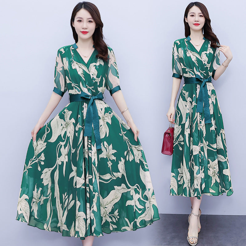 Maxiklänning Dam V-ringning Mjuk Polyester Elegant Design-1