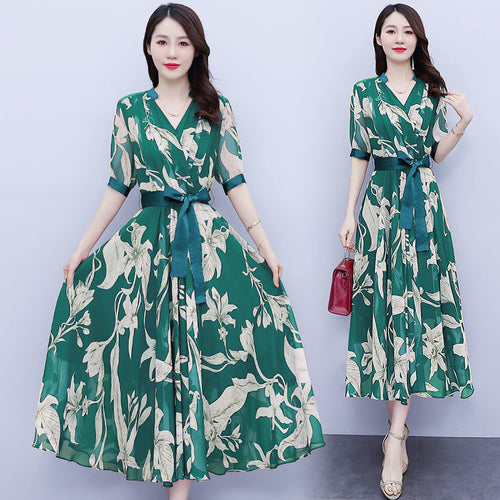 Maxiklänning Dam V-ringning Mjuk Polyester Elegant Design-1