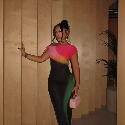 Damklänning Bodycon Asymmetrisk Hals Lång Polyester-2