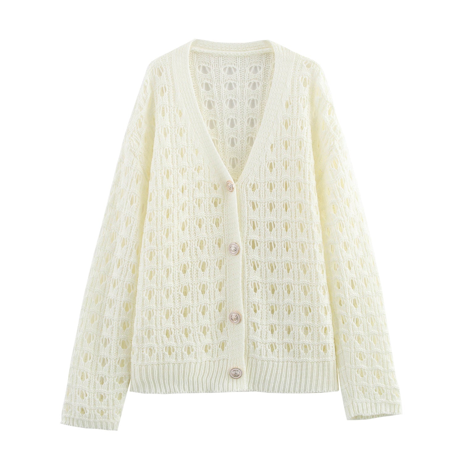 Kvinnors Cardigan Öppen Front Nätverksmaterial Elegant Lätt 4