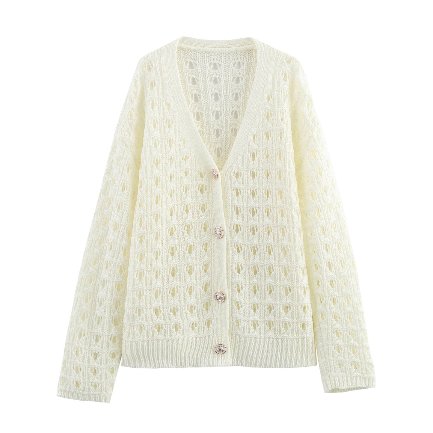 Kvinnors Cardigan Öppen Front Nätverksmaterial Elegant Lätt 6