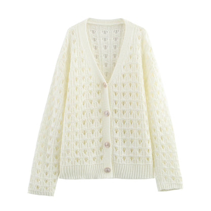 Kvinnors Cardigan Öppen Front Nätverksmaterial Elegant Lätt 6