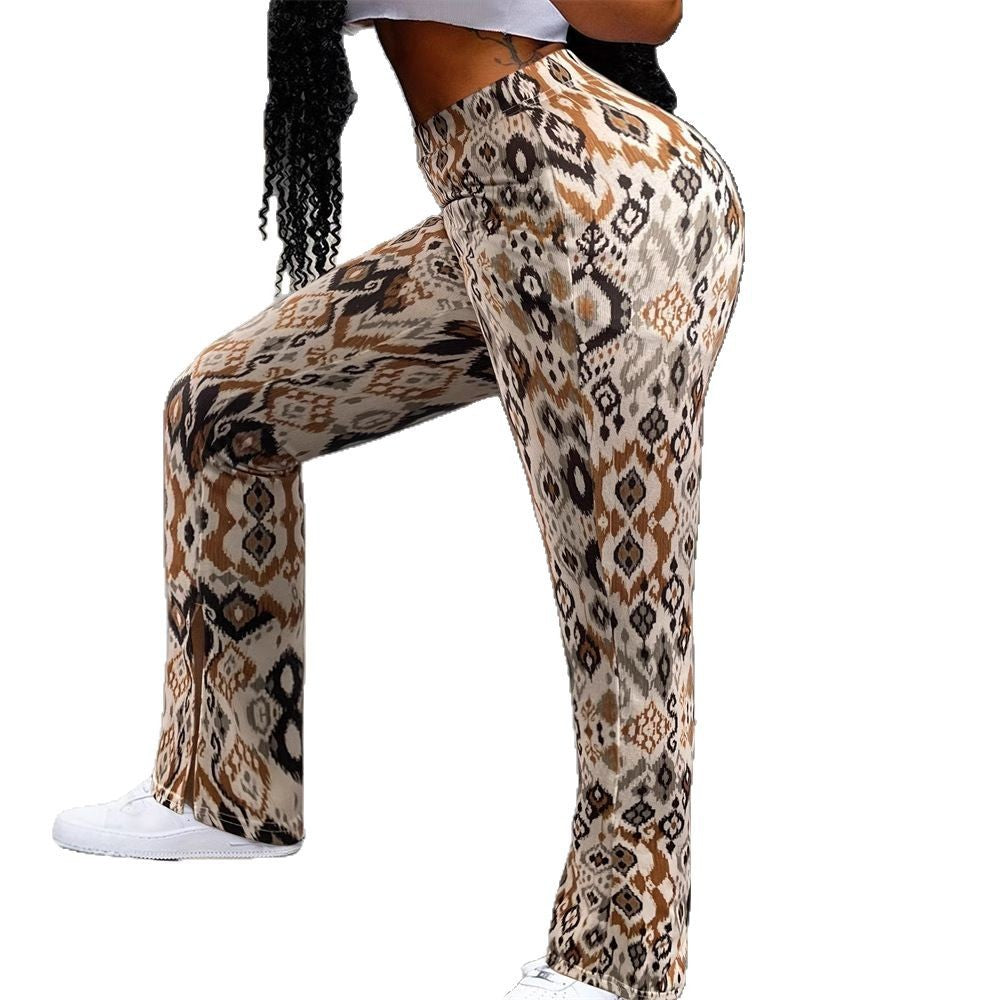 Kvinnor Palazzo Byxor Mönstrade Bekväm Andningsbart Material 5