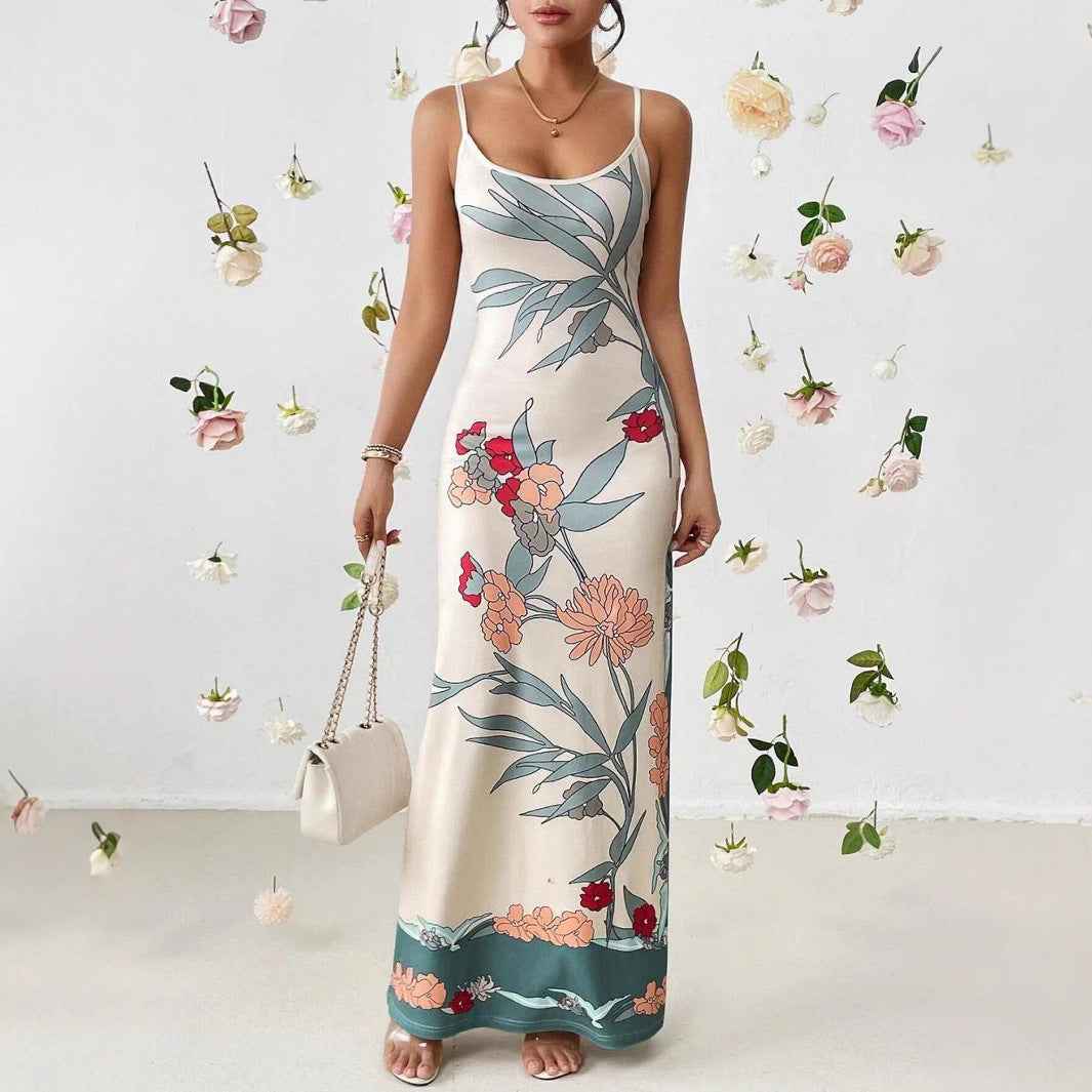 Dam Maxiklänning Blommig Kroppsnära Polyester-4