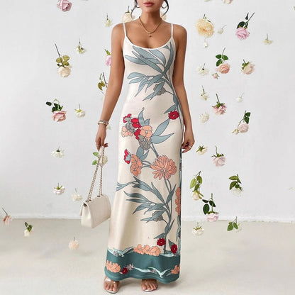 Dam Maxiklänning Blommig Kroppsnära Polyester-4