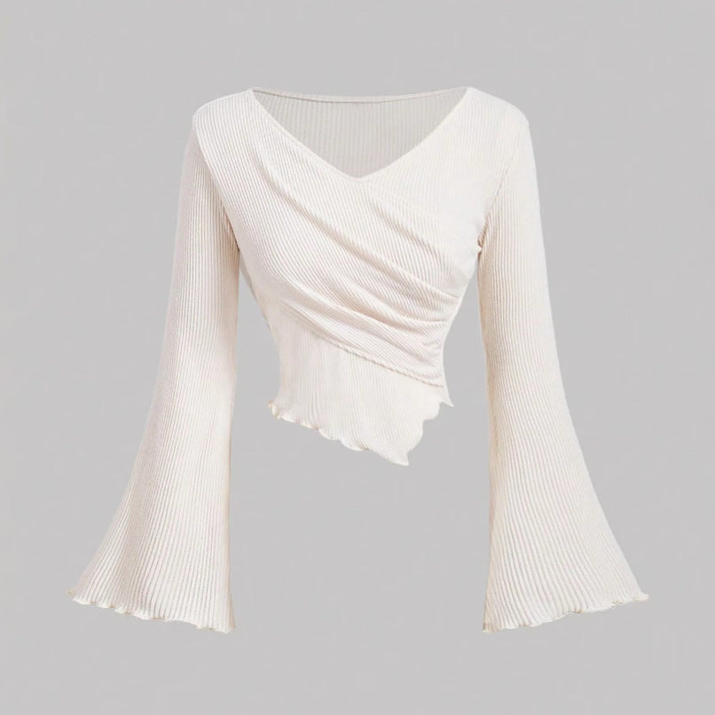 Långärmad T Shirt Dam med Klockärmar i Mjuk Polyester-2