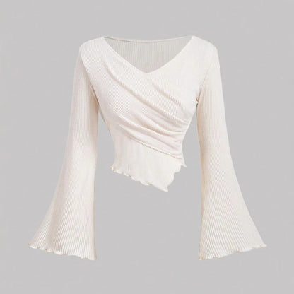 Långärmad T Shirt Dam med Klockärmar i Mjuk Polyester-2