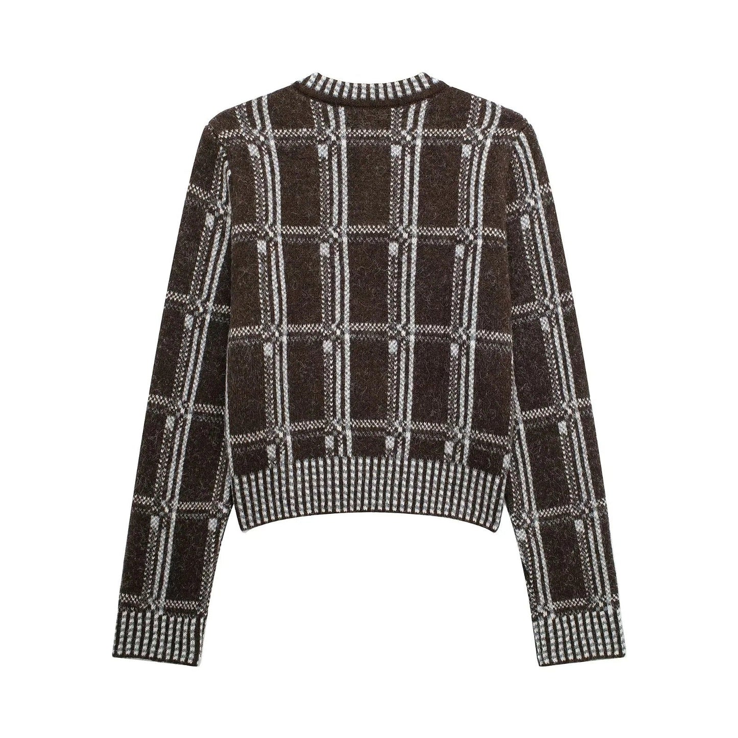 Kvinnors Cardigan Elegant Kontrollmönster Bomullsmix 2