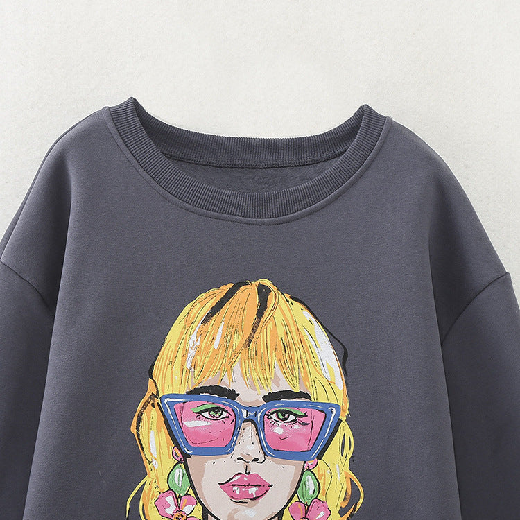 Dam Tröja Avslappnad Design Mjuk Bomullsblandning-3