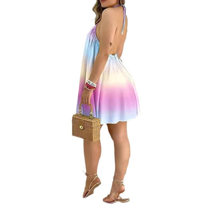 Kvinna A-Line Kjol Spaghetti Bärare Mjuk Tyg-5