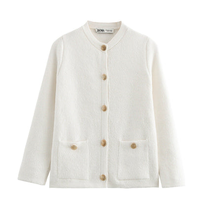 Variant image for Kvinnors Cardigan med Knappdetaljer och Praktiska Väskor Mjuk Fiber-1