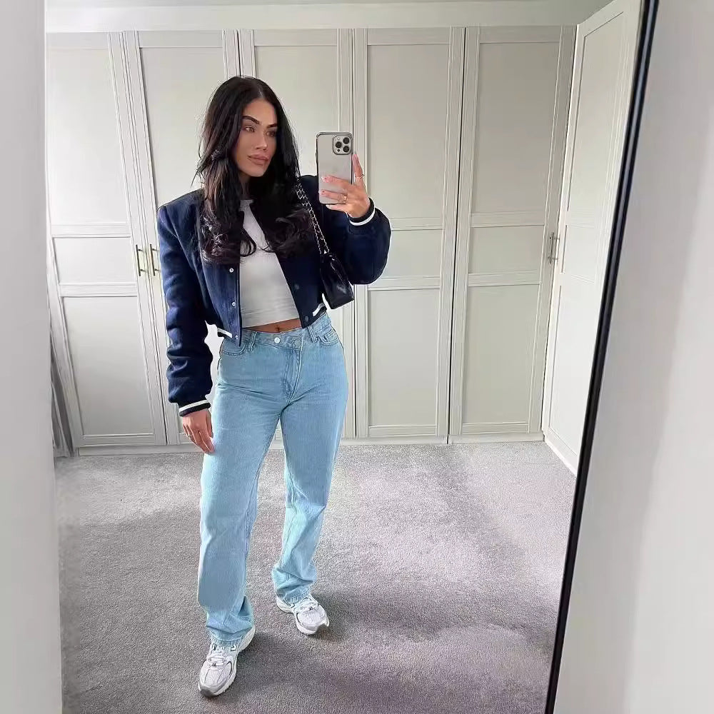 Herr Basebolljacka Färgblockerad Polyester Street Fashion-4