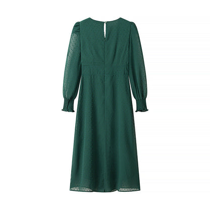 Dam Maxi Klänning A-Linje Jacquard Långärmad Fina Dam Klänningar-2