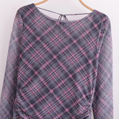 Damklänning Asymmetrisk Rüschensilk-Mesh för Avslappnade och Festliga Tillfällen-3