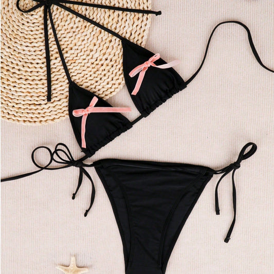 Baddräkt Dam Triangelbikini med Ruffles Snabbtorkande Tyg 1