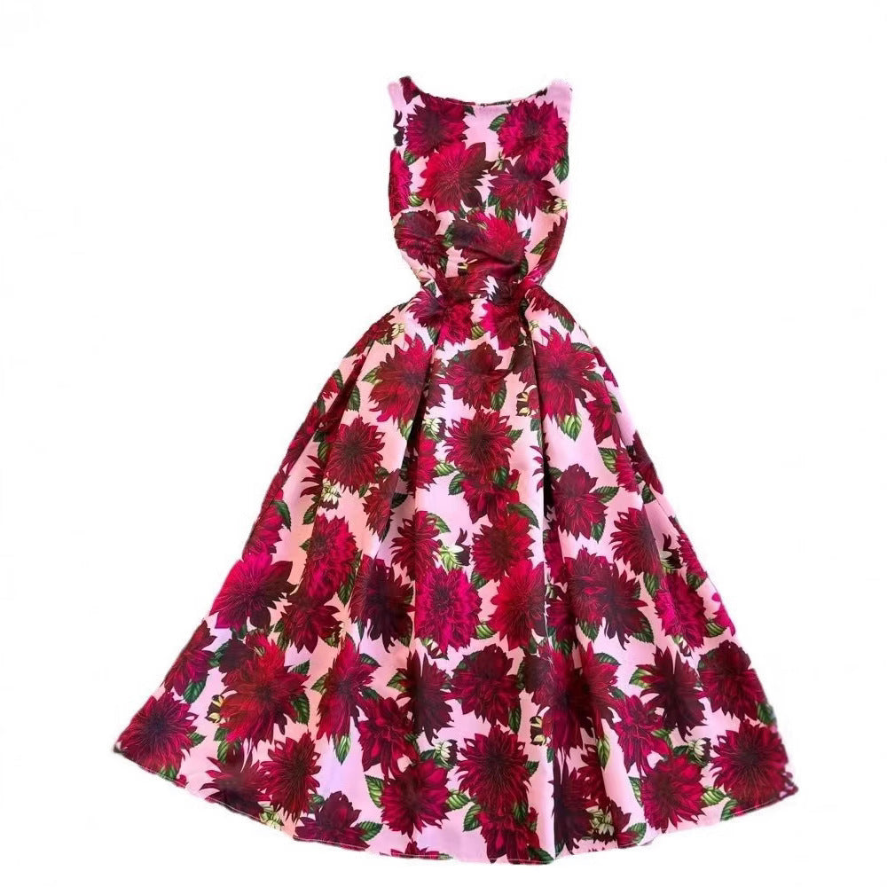 Kvinnors Midi Klänning Tredimensionell Klippning Polyester-4