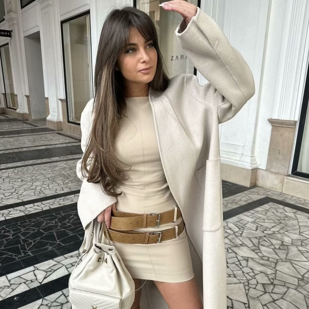 Fina Dam Klänningar A-Line Ärmlös Polyester med Dubbelbälte-4