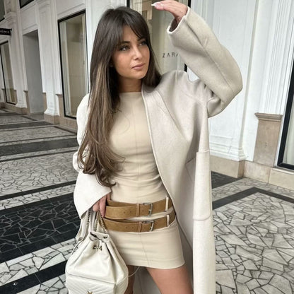 Fina Dam Klänningar A-Line Ärmlös Polyester med Dubbelbälte-4