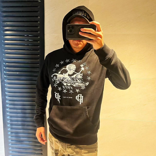 Herr Tröja Långärmad Huva Bomull Polyester-1