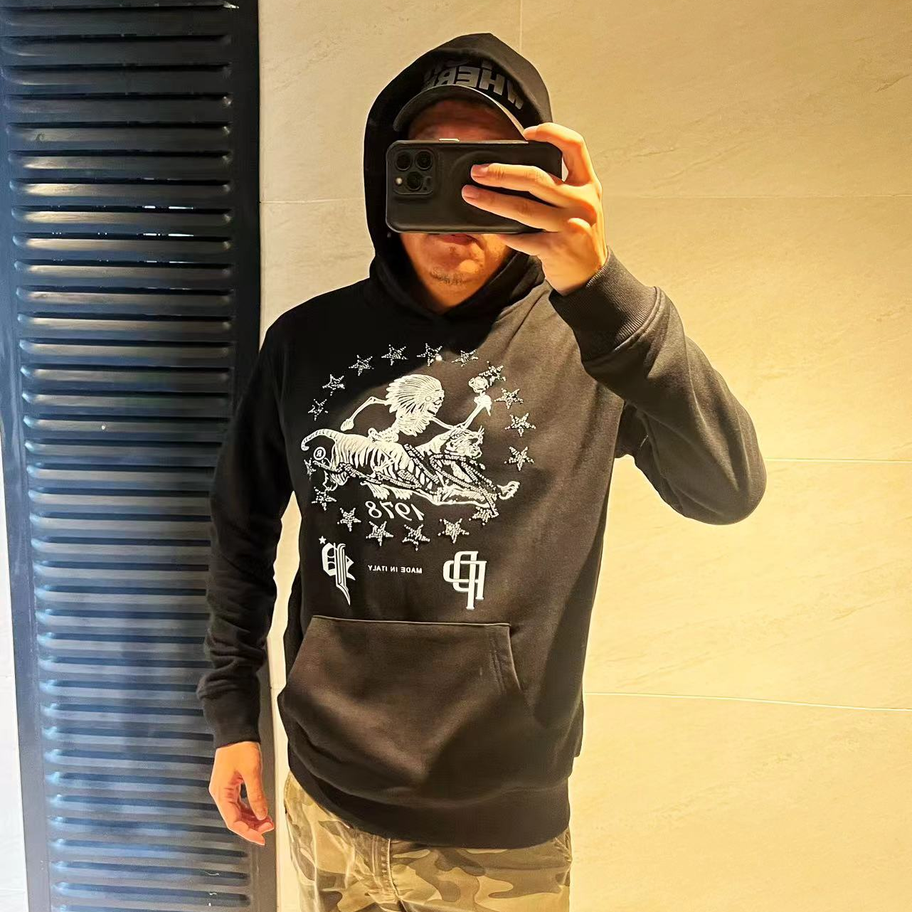 Herr Tröja Långärmad Huva Bomull Polyester-2