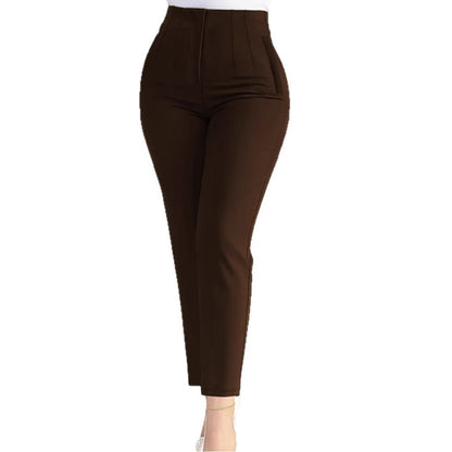 Dam Kostymbyxor Högmidjade med Eleganta Detaljer Elastiskt Tyg-5