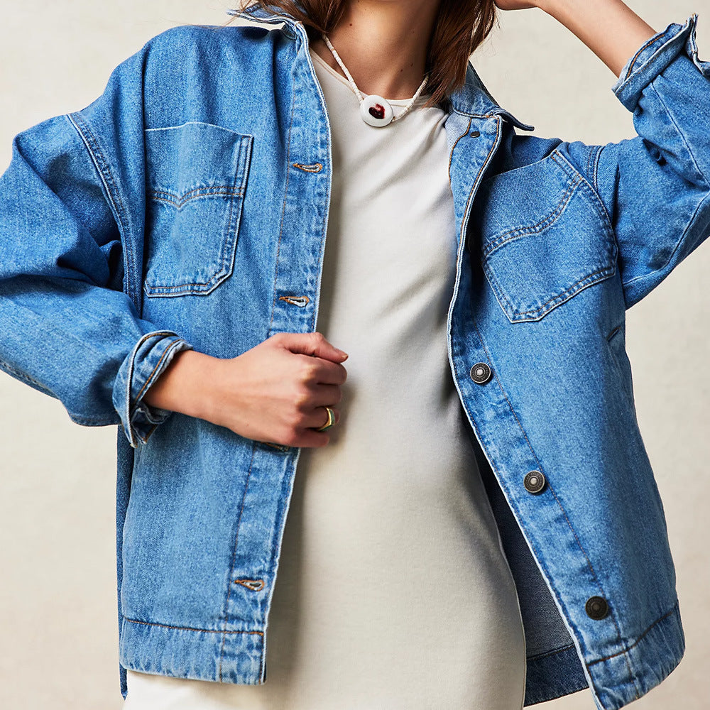 Variant image for Dam Jeansjacka Urban Stil Tvättad Denim med Broderade Detaljer-5