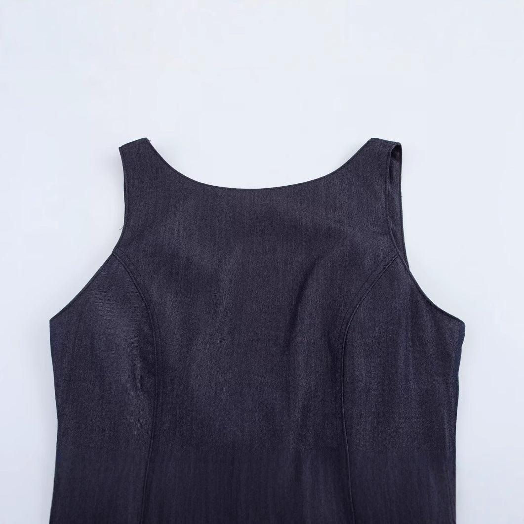 Damklänning A-Line Denim Minilängd Fina Detaljer-2