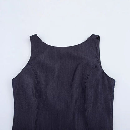 Damklänning A-Line Denim Minilängd Fina Detaljer-2